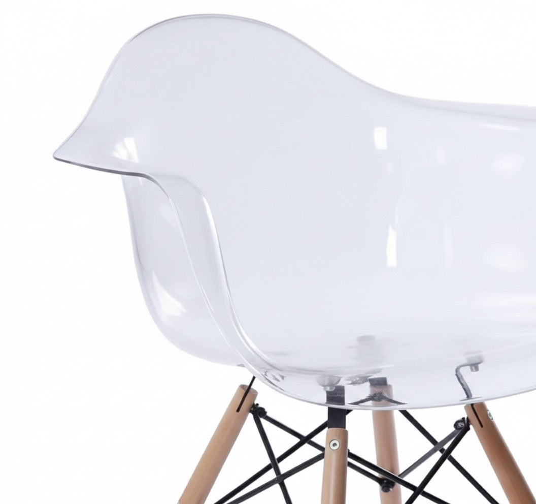 Silla de diseño con brazos base eiffel transparente - James