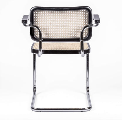 Silla de comedor italiana en ratán con reposabrazos - Cesca