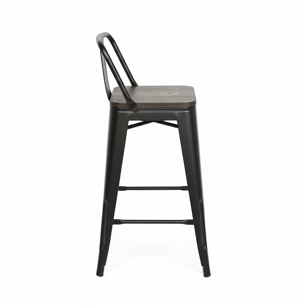 Pack de 4 taburetes asiento madera antigua - Bistro