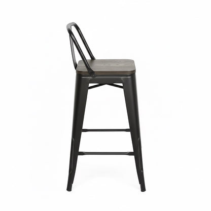 Pack de 4 taburetes asiento madera antigua - Bistro