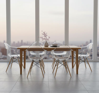 Silla de diseño con brazos base eiffel transparente - James