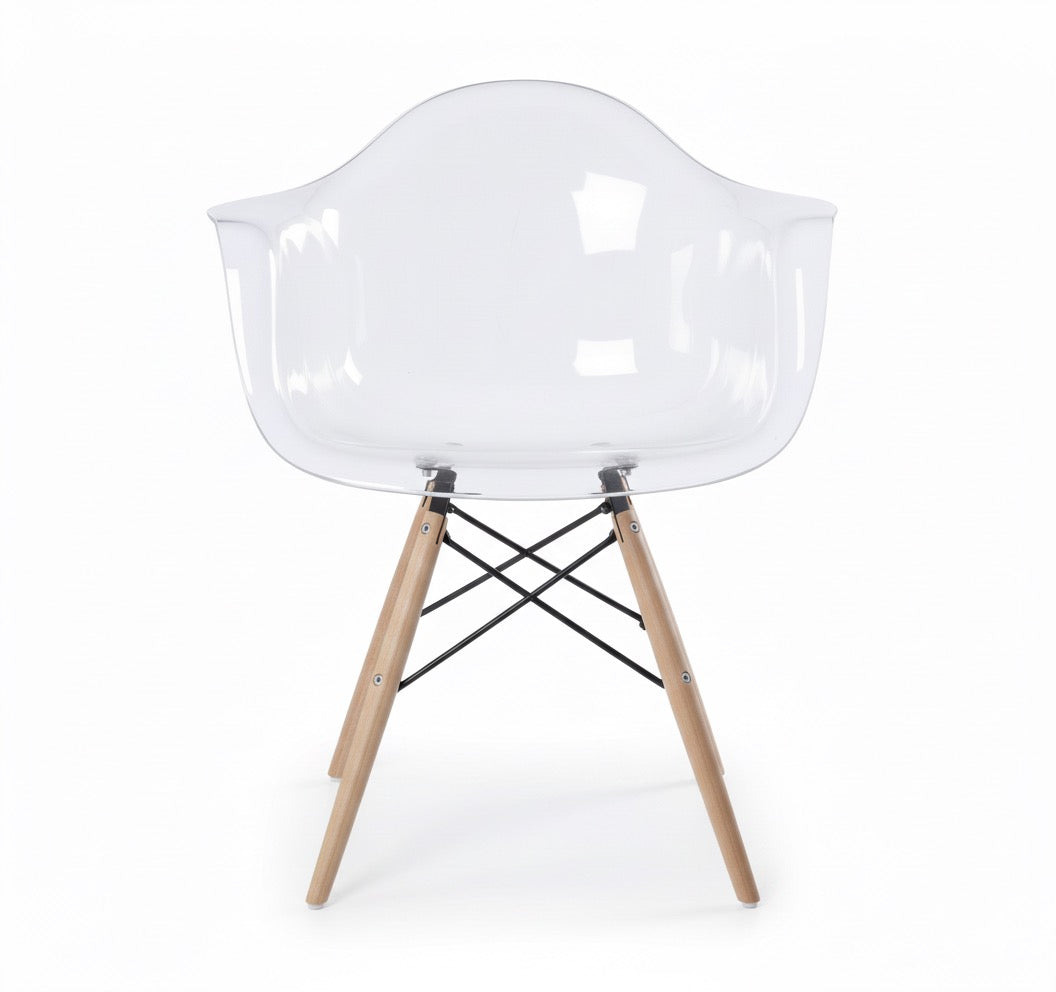 Silla de diseño con brazos base eiffel transparente - James