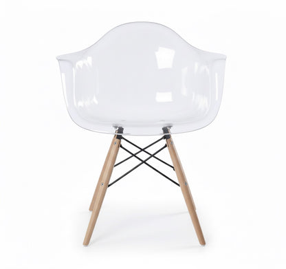 Silla de diseño con brazos base eiffel transparente - James