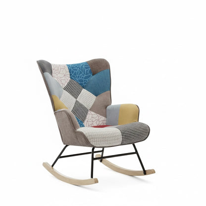 Sillón Mecedora en tela patchowork