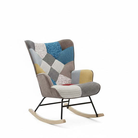 Fauteuil à bascule en tissu patchwork