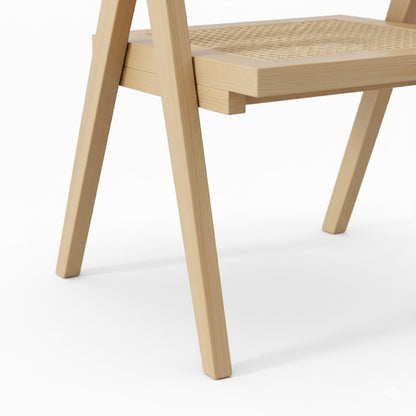 Chaise Cattani avec accoudoirs en rotin naturel et bois de frêne