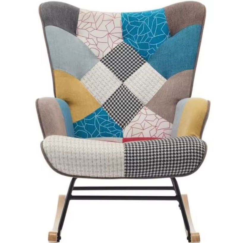 Sillón Mecedora en tela patchowork