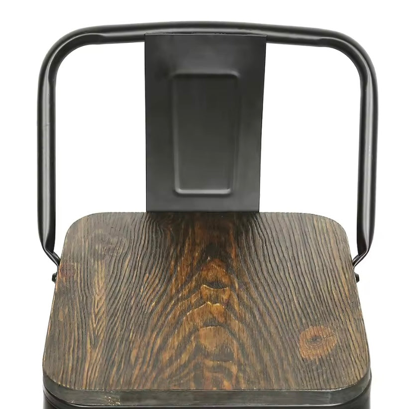 Pack de 4 taburetes asiento madera antigua - Bistro