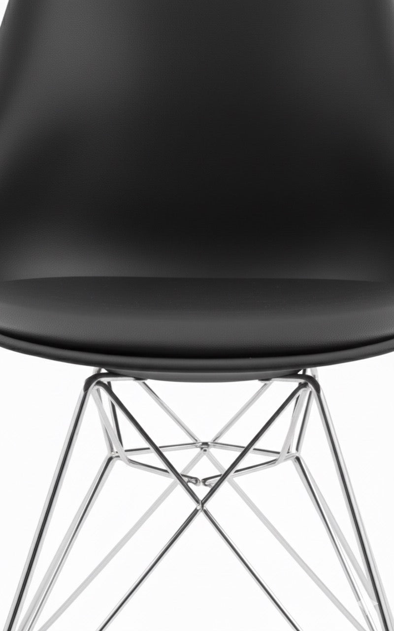 Chaise Tour Eiffel avec base métallique rembourrée - James